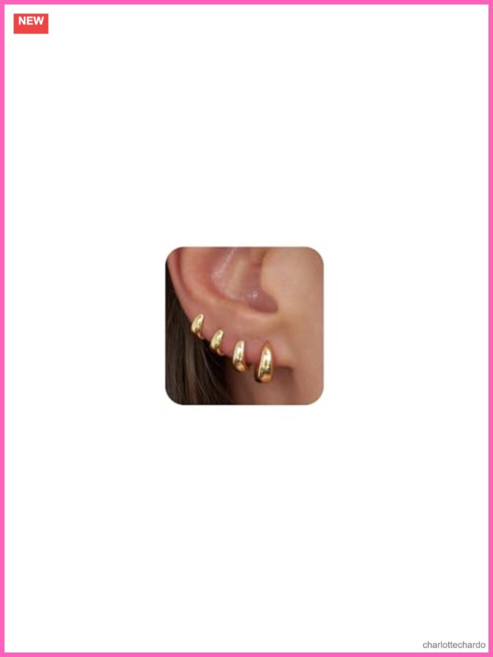 14K Gold Plated Huggie Hoop Earrings Set 4 Pairs for Women